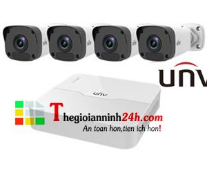 Trọn bộ Kit 4 mắt camera và đầu ghi hình IP Uniview 2.0 Mp POE